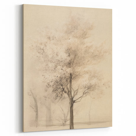 Vintage Botanical Art Print: Soft Tree Silhouette Wall Decor