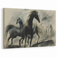 Vintage Animal Art: Abstract Horses – Retro Wildlife Illustration
