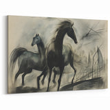 Vintage Animal Art: Abstract Horses – Retro Wildlife Illustration