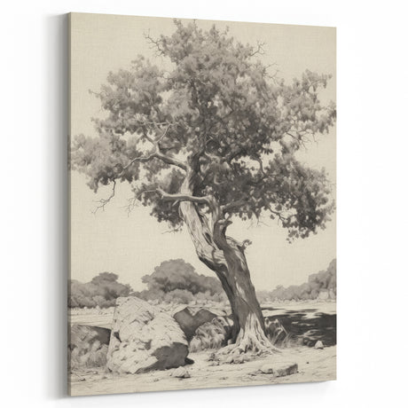 Vintage Botanical Art Print: Majestic Tree Landscape Wall Decor