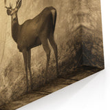 Vintage Animal Art: Deer in Forest – Retro Wildlife Illustration