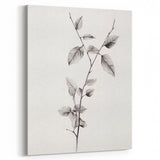 Vintage Botanical Art Print: Elegant Leaf Stem in Black & White