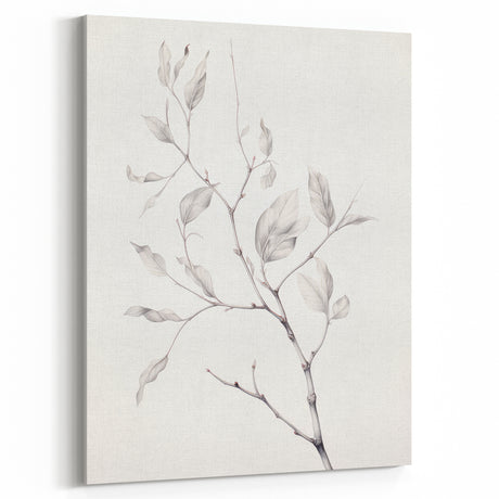 Vintage Botanical Art Print: Delicate Branch with Leaves Wall Decor
