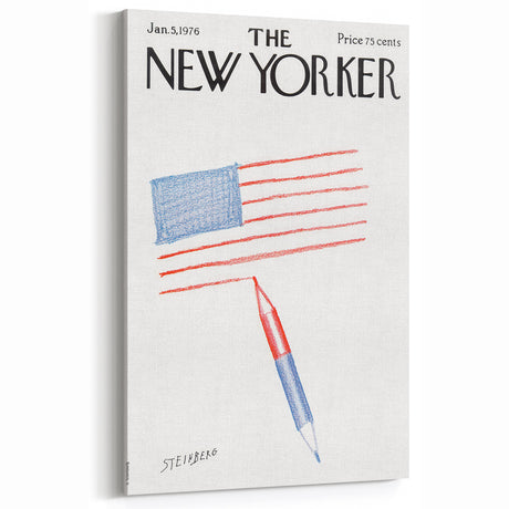 New Yorker Magazine Cover Art - American Flag Sketch Vintage Poster