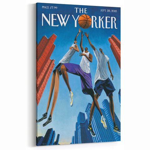 Vintage New Yorker Poster: Basketball Game Cover Art