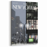 New Yorker Magazine Cover Art - Nighttime City Scene Vintage Poster