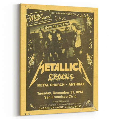 Metallica New Year's Eve 1980s Concert Poster - Retro Metal Wall Art