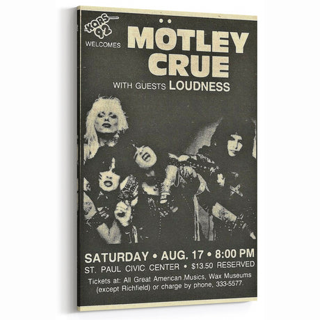 Mötley Crüe 1980s Concert Poster - Vintage Rock Wall Art