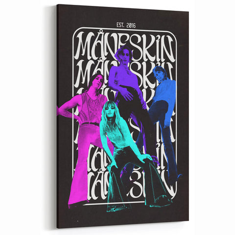 Måneskin Retro Poster – Vibrant Music Art from 2016 Band