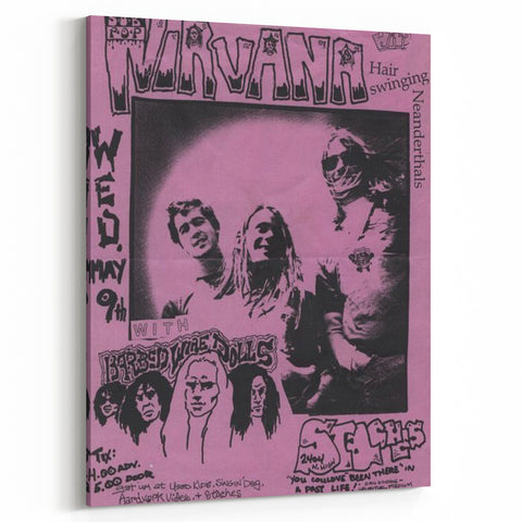 Nirvana Concert Poster - Retro Pink Art - Vintage 90s Grunge Print