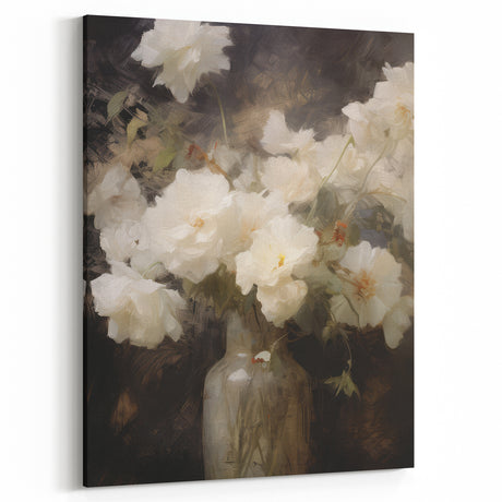 Vintage Botanical Art Prints – White Flowers in Jar – Classic Wall Decor