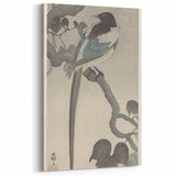 Vintage Animal Art - Perched Bird on Branch - Retro Animal Prints