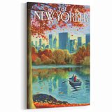 Vintage New Yorker Poster - Autumn Rowing Scene Art