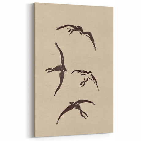 Vintage Animal Art - Birds in Flight Silhouettes - Retro Animal Prints