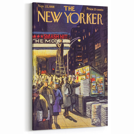 "Vintage New Yorker Poster – Classic NYC Movie Theater Scene"
