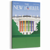 Vintage New Yorker Poster – White House Rainbow Pillars Print
