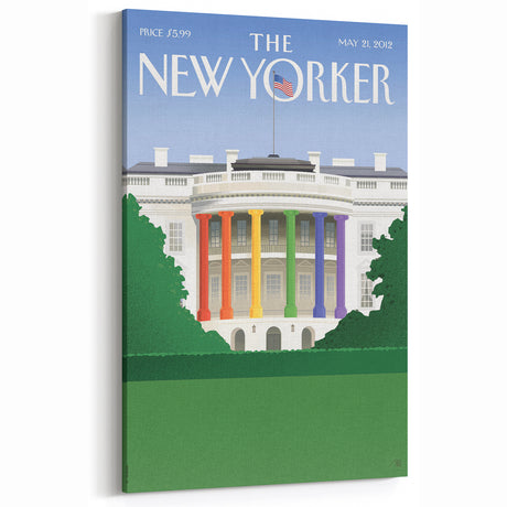 Vintage New Yorker Poster – White House Rainbow Pillars Print