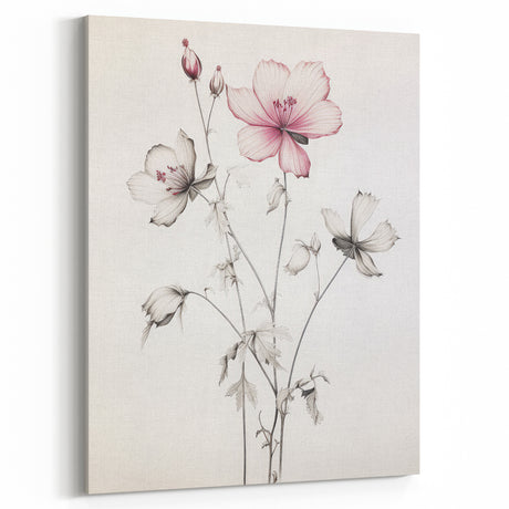 Vintage Botanical Art Print: Elegant Floral Sketch with Soft Details