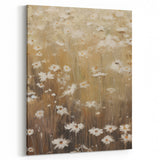 Vintage Botanical Art Print: Soft Daisies in a Golden Field
