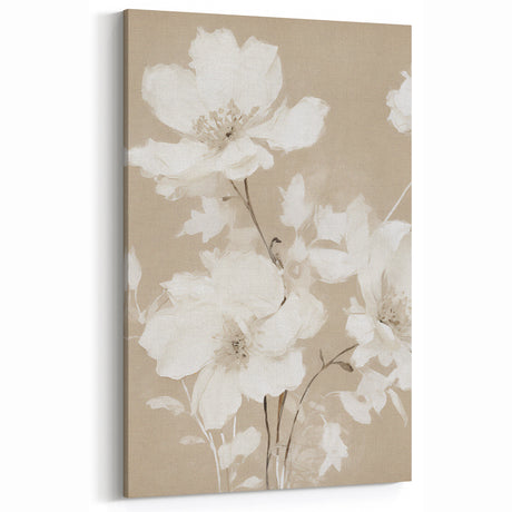 Vintage Botanical Art Print: Soft White Floral Illustration