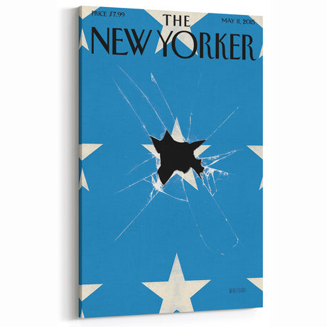 Vintage New Yorker Poster – Broken Star and Blue Background Art Print