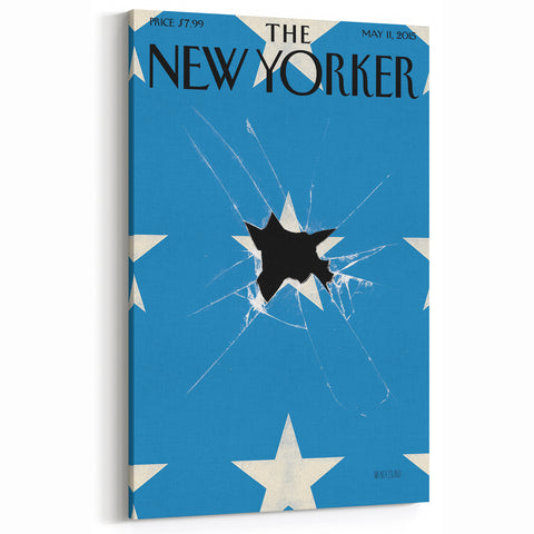Vintage New Yorker Poster – Broken Star and Blue Background Art Print