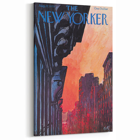 Vintage New Yorker Poster – Sunset Over New York City Art Print
