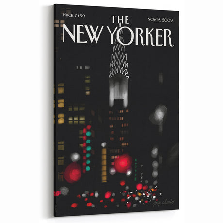 Vintage New Yorker Poster – Chrysler Building Night Lights