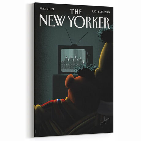 Vintage New Yorker Poster – Bert and Ernie Watching TV Art Print