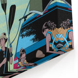 Vintage New Yorker Poster – Family Canoeing Adventure Art Print