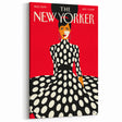 Vintage New Yorker Poster – Polka Dot Dress & Bold Red Background