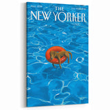 Vintage New Yorker Poster - Relaxing Dog in Pool Float