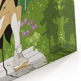 Vintage New Yorker Poster - Woman and Cat in Lush Garden