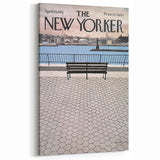 Vintage New Yorker Poster - Waterfront Bench View
