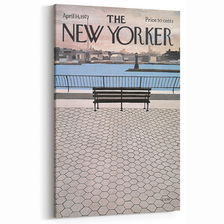 Vintage New Yorker Poster - Waterfront Bench View