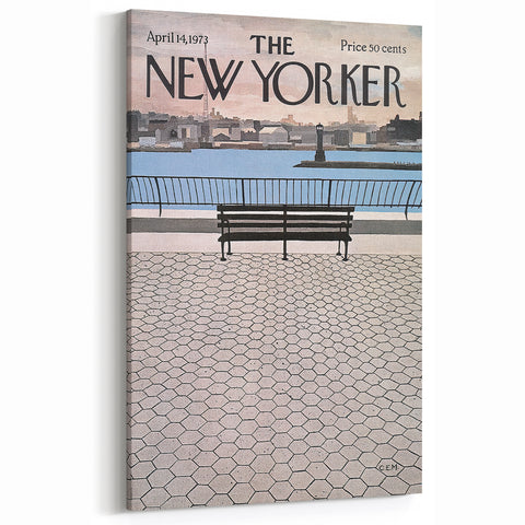 Vintage New Yorker Poster - Waterfront Bench View