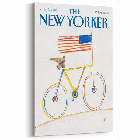 Vintage New Yorker Poster - Iconic American Eagle Bike Art
