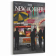 Vintage New Yorker Poster - Nighttime Street Food Scene Art