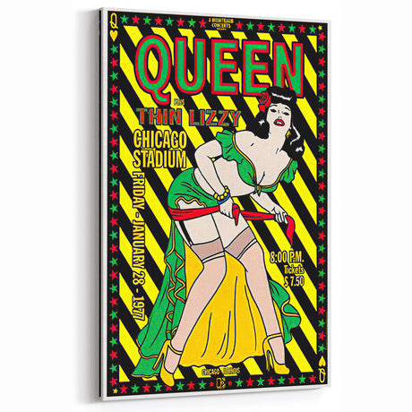 Queen 1977 Chicago Stadium Concert Poster - Thin Lizzy