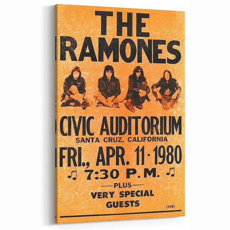 Ramones Retro Poster - 1980 Santa Cruz Concert Art - Civic Auditorium