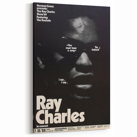 Ray Charles 1969 Concert Poster | Vintage Black & White Wall Art