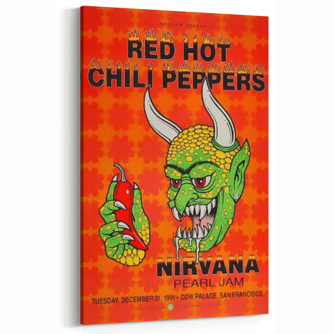 Red Hot Chili Peppers Nirvana Concert Poster | Vintage Rock Art