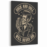 Rock and Roll Will Never Die Poster | Vintage Retro Skull Art