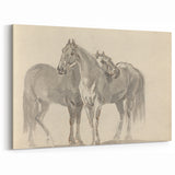 Vintage Horse Duo Illustration - Elegant Animal Wall Art Print
