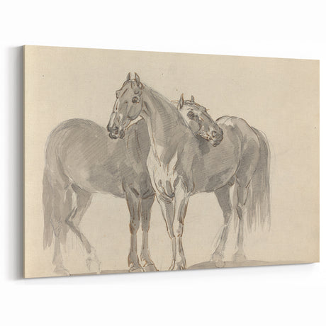 Vintage Horse Duo Illustration - Elegant Animal Wall Art Print