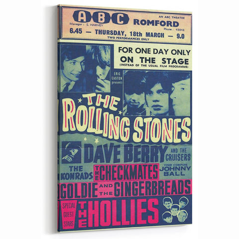 Rolling Stones 1960s Concert Poster - ABC Romford 1964 Show