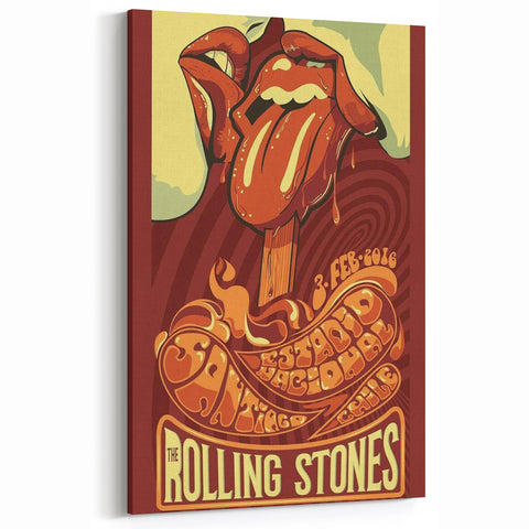 Rolling Stones 2016 Concert Poster - Santiago Chile Retro Art