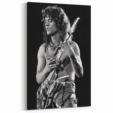 Eddie Van Halen Guitar Legend Poster - Vintage Black & White Art