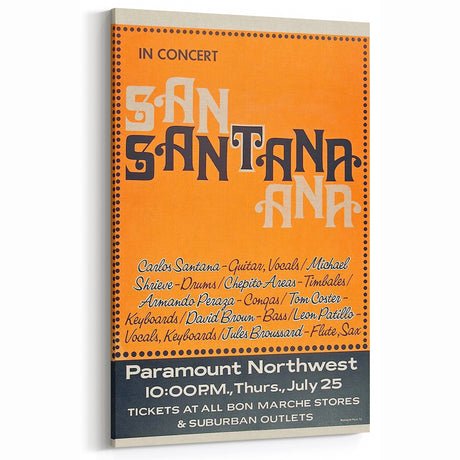 Santana 1970s Concert Poster - Paramount Northwest