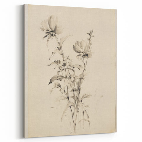Vintage Botanical Art Prints - Antique Floral Illustrations in Black and White